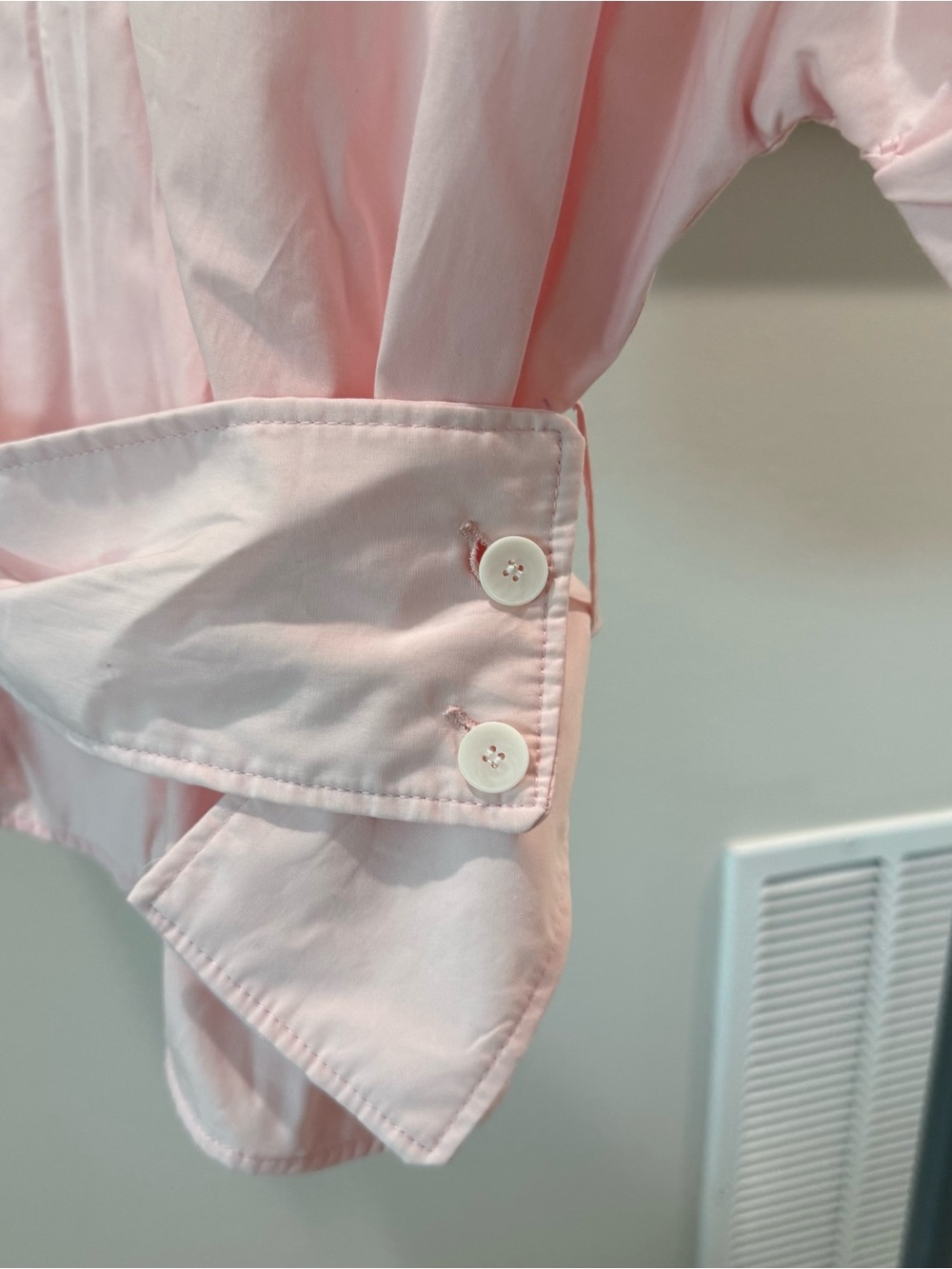 Zara Light Pink Short-Sleeve Wrap Button-Down Shirt - Picture 2 of 4